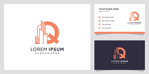 Building and latter Q  logo design with creative concept