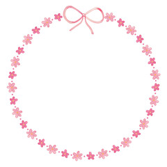 frame with hand drawn pink flowers and ribbon