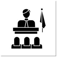 Patriarchate glyph icon. Male dominance in family, society, and state. Government controlled by men.Political system concept.Filled flat sign. Isolated silhouette vector illustration