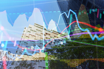 Candlestick graph chart of stock and forex market to represent the revenue growth. the stock market crashed from covid19 and war, and waiting for reverse trend to investing in growth stocks.