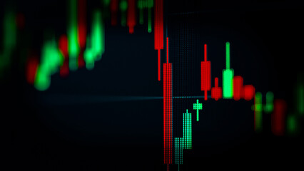 Candlestick graph chart of stock and forex market to represent the revenue growth. the stock market crashed from covid19 and war, and waiting for reverse trend to investing in growth stocks.