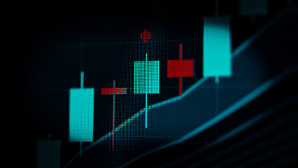 Candlestick graph chart of stock and forex market to represent the revenue growth. the stock market crashed from covid19 and war, and waiting for reverse trend to investing in growth stocks.