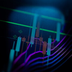Candlestick graph chart of stock and forex market to represent the revenue growth. the stock market crashed from covid19 and war, and waiting for reverse trend to investing in growth stocks.