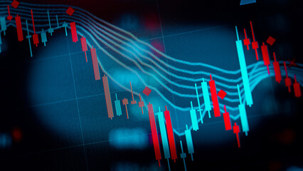 Candlestick graph chart of stock and forex market to represent the revenue growth. the stock market crashed from covid19 and war, and waiting for reverse trend to investing in growth stocks.