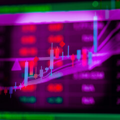 Candlestick graph chart of stock and forex market to represent the revenue growth. the stock market crashed from covid19 and war, and waiting for reverse trend to investing in growth stocks.