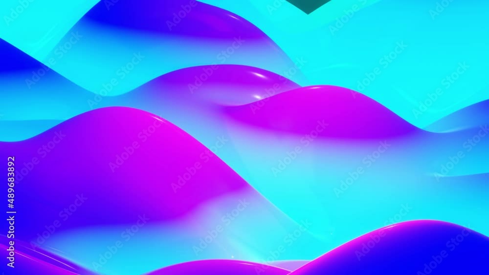 Poster looped animation blue purple color surface. abstract background waves move along the surface of the 