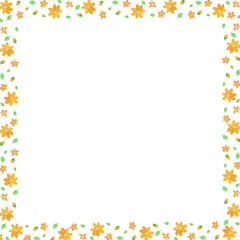 Floral Square Frame Background With Hand Drawn Flowers
