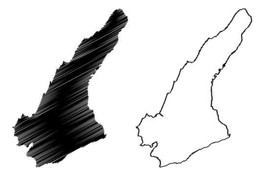 Awaji island (Japan, East Asia, Japanese archipelago) map vector illustration, scribble sketch Awaji map