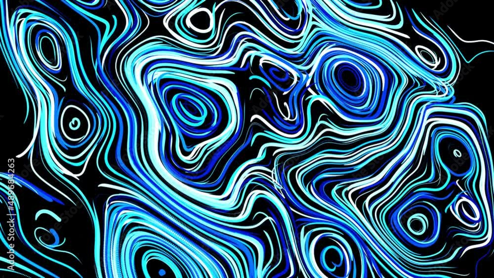 Poster abstract creative looped bg with curled lines like blue trails on surface. lines form swirling patte