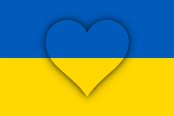 Bandera de Ucrania con corazón - obrazy, fototapety, plakaty