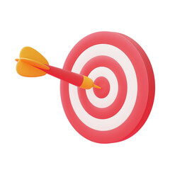 Dart arrow hit the center target of dartboard isolated on light backgound,Achieving the goal,success business strategy concept,minimal style,3d rendering.