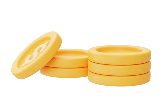3d render of golden coin stack isolated on light background.minimal style.3d rendering.