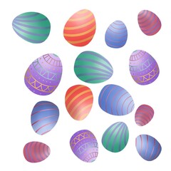 Fototapeta na wymiar Easter eggs set on white background
