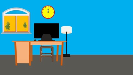 Simple animation: home office concept, with ‘negative space’ for creative additions.