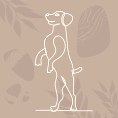 dog drawing in one continuous line, isolated vector
