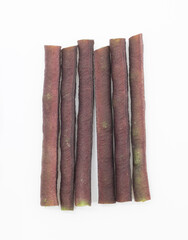 yardlong bean, yardlong bean slices isolated on background.