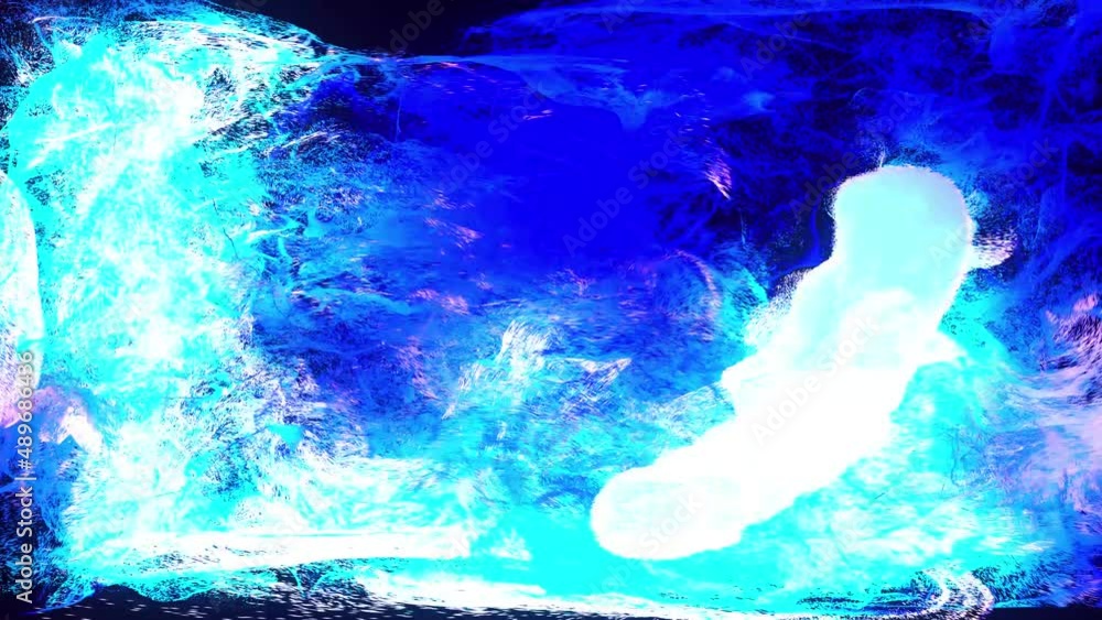 Aufkleber glow particles spread in camera like ink effect. emitter ball emit swirl of glow particles form ligh