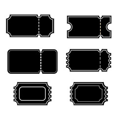Set 6 style flat Vector Black ticket or coupon