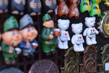 PRAGUE, CZECH REPUBLIC souvenirs in the Old Town in Prague, souvenirs, magnets, colorful