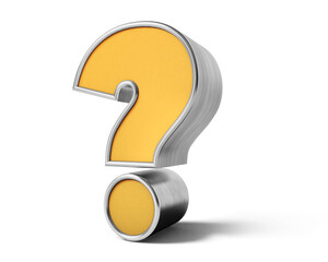 Golden Question mark 3d on white background. 3D rendering. 3D illustration.