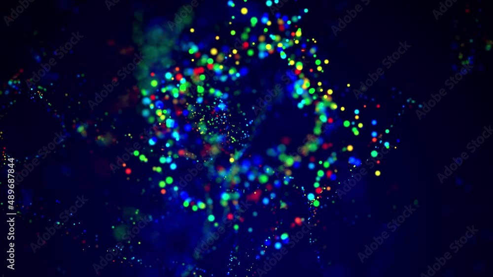 Poster awesome bg with magic particles float in liquid, bokeh effects, dof. glowing multi-colored particles