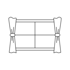 Window with Curtain Line Art Illustration