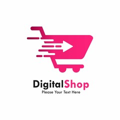 Digital shop logo template illustration