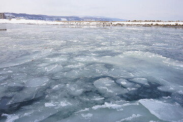 日本 北海道 網走 流氷 観光砕氷船からの景色