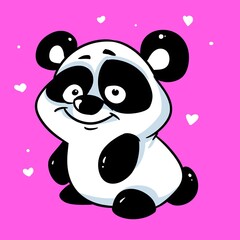 Panda greeting card love animal romance illustration cartoon character