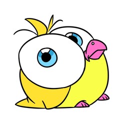 little beautiful bird animal big eyes illustration cartoon character