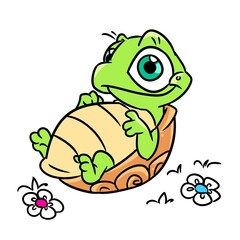 little turtle animal smile illustration cartoon character