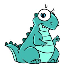 Obraz na płótnie Canvas small green dinosaur tyrannosaurus rex animal illustration cartoon character