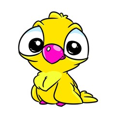little bird parrot yellow chick illustration cartoon character