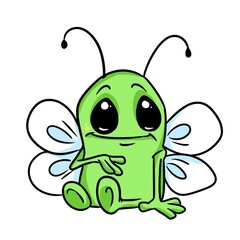 small insect green illustration cartoon character