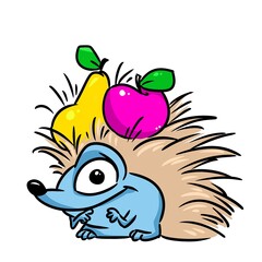 Beautiful hedgehog animal fruit illustration cartoon character