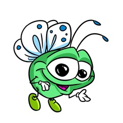 small green insect animal flying illustration cartoon character