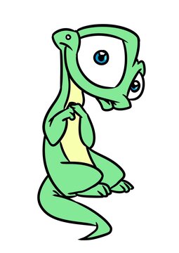 Little beautiful green lizard illustration cartoon character
