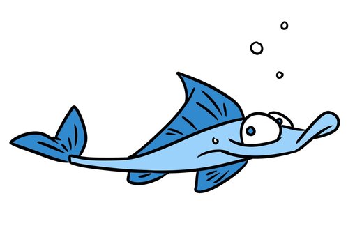Funny long fish animal illustration cartoon character