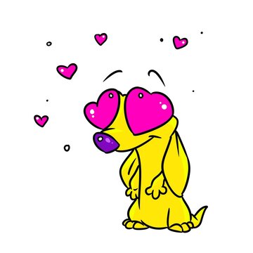 Beautiful love dog dachshund romance illustration cartoon character