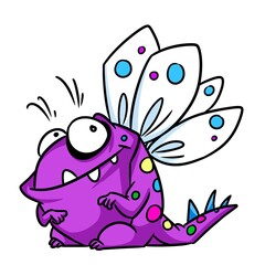 purple monster reptile wings animal illustration cartoon character