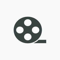 film reel, cinema, movie icon vector isolated