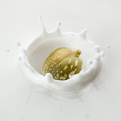 Caper falls into milk, yoghurt, sour cream, Splash