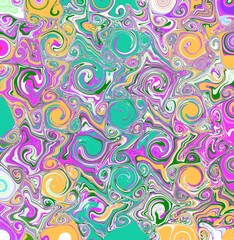 Fototapeta premium seamless pattern with circles cyclones of violet, green and yellow colors isolated background 