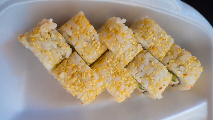 sliced rolls close-up on a white surface 