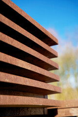 Pile of circular and sustainable construction material made from recycled waste plastics