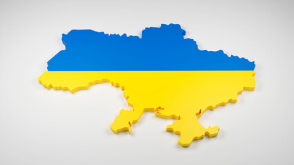 Obraz premium Ukraine map with flag. 3d render