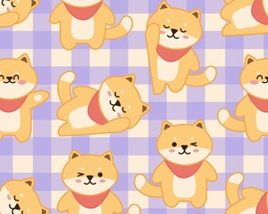 Seamless pattern with cat