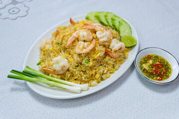 Fried Rice with Shrimps.Kao Pad Kung.chinese food.Thai favorite food