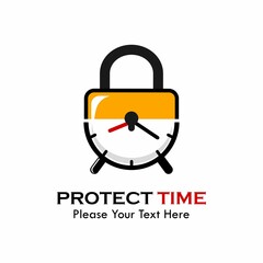 Protect time logo template illustration. there are padlock with time