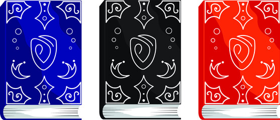 Set of magic books. Cartoon vector illustration 